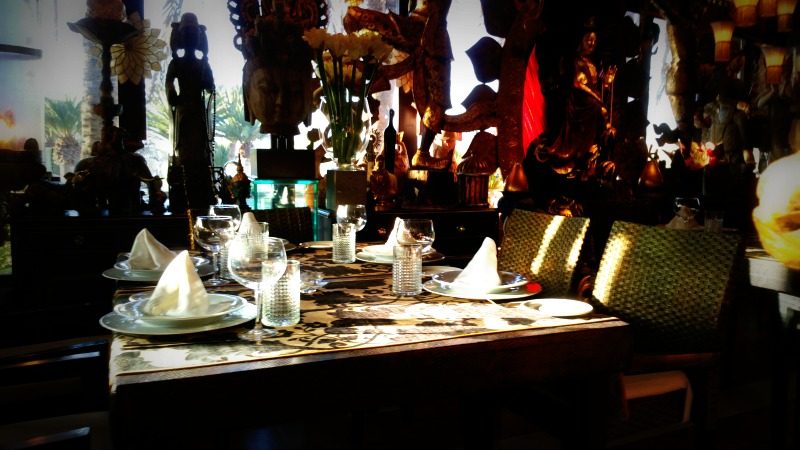 Samsara Restaurant, Maspalomas, Gran Canaria, table